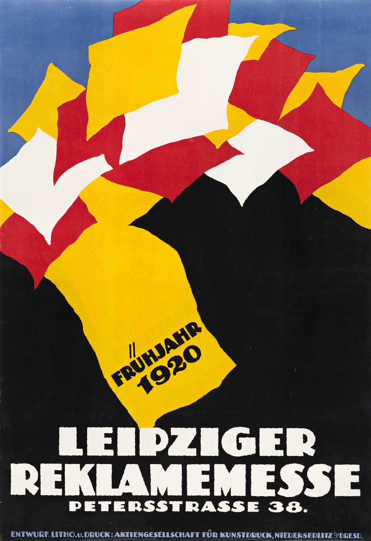 DESIGNER UNKNOWN.  LEIPZIGER REKLAMEMESSE. 1920. 29¾x20½ inches, 75½x52 cm. Niedersedlitz, Dresden.